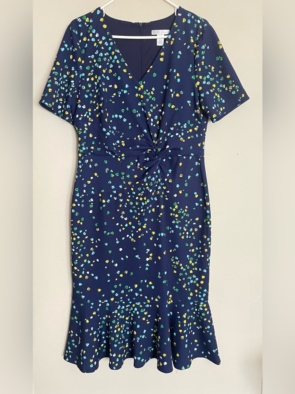 London Times Allover Print Sheath Midi Dress